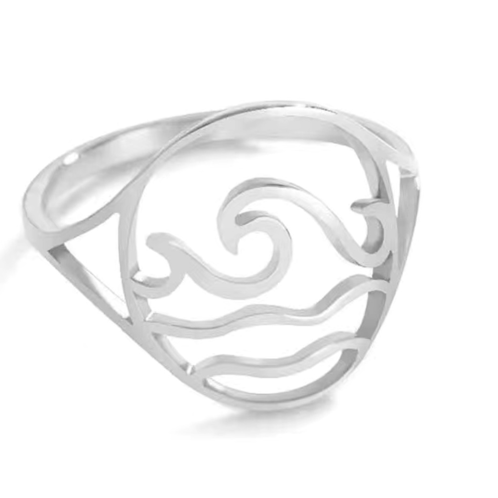Silver Ocean Wave Ring